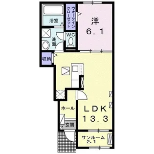 サニーハウス【1階】の間取り