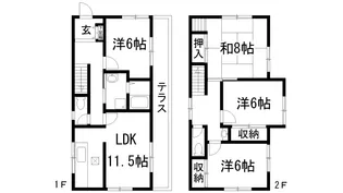 兵庫県西宮市上ケ原山田町【一戸建】の間取り