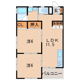 カントリーヒルハイツ【2階】の間取り
