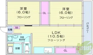コーポ丸米【4階】の間取り