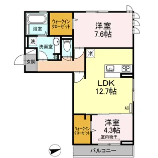 広島県福山市新涯町6【アパート】の間取り
