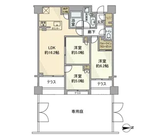 クレヴィア成城【1階】の間取り