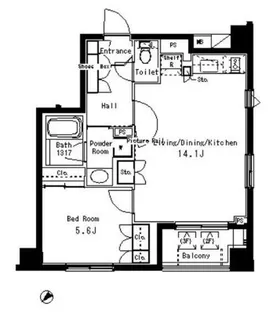 パークアクシス六本木檜町公園【1階】の間取り