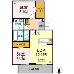 2LDKの間取り画像