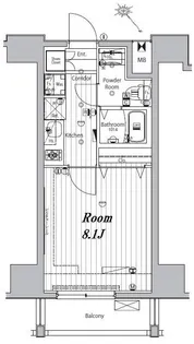 メイクスデザイン門前仲町リバープレイス【9階】の間取り