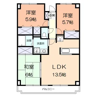 カツミコーポ大倉山【3階】の間取り