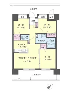 クラシオン小頭町公園前【3階】の間取り