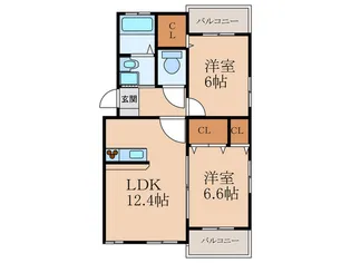 プレステージ稲童【3階】の間取り