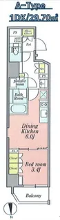 クレストコート新宿山吹町【6階】の間取り