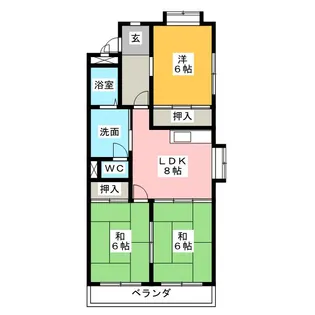 ベルシェ新開【4階】の間取り