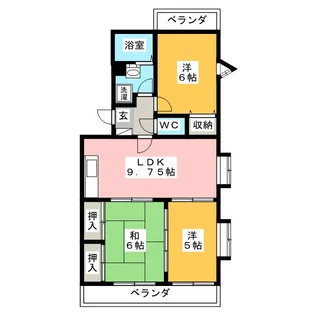 エバーグリーン B【3階】の間取り