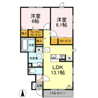 ポートランドAB【1階】の間取り