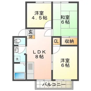 ハイツ奥山 A・B【2階】の間取り