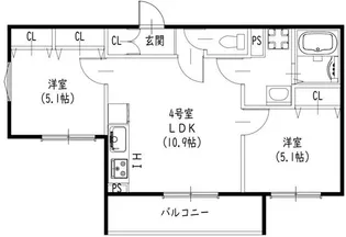 クリエオーレ北伊丹【3階】の間取り