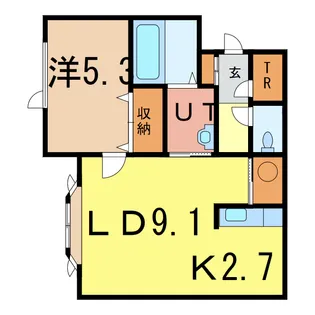 ノヴェル3・13B【1階】の間取り