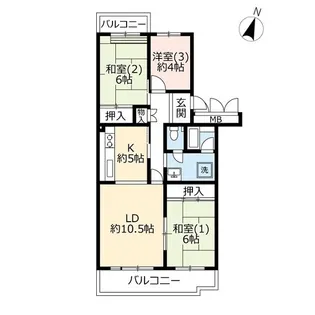 URせんげん台パークタウン三番街【5階】の間取り