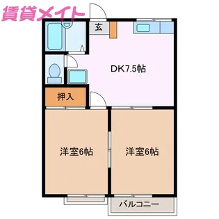 メゾンヤマナカ E棟【1階】の間取り