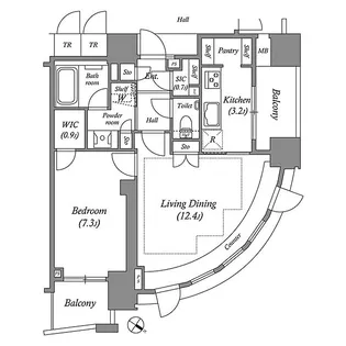 東京都港区赤坂9【マンション】の間取り