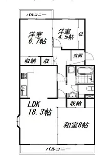芳川ハイツ1号棟【2階】の間取り