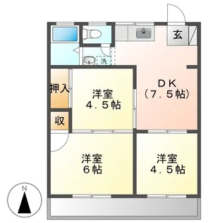 ケヤキハイツ1号棟【1階】の間取り