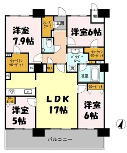 ロイヤルパークスERささしま【18階】の間取り