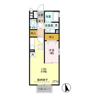 1LDKの間取り画像