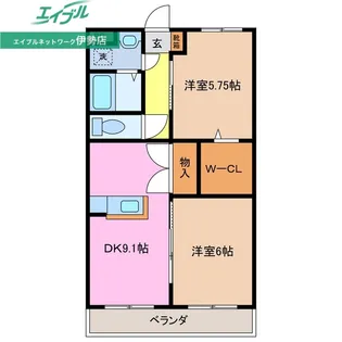 メゾンブローニュ伊勢【5階】の間取り