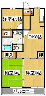 市川グリーンタウン磯貝【2階】の間取り