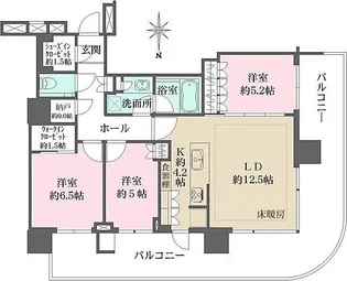 晴海フラッグ PARK VILLAGE T棟【30階】の間取り