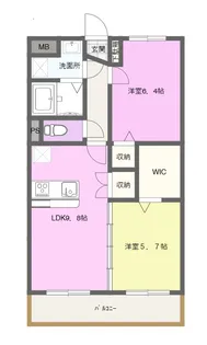 コンフォート越葉【1階】の間取り