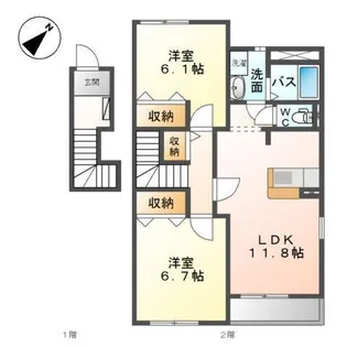 ミーティア【2階】の間取り