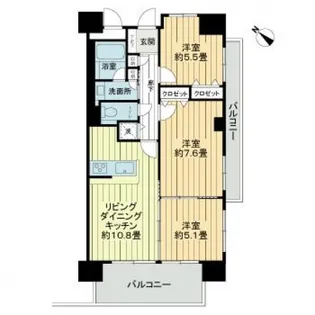 クレール牛田本町【3階】の間取り