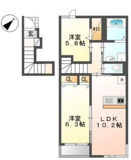 ツインパラス1【2階】の間取り