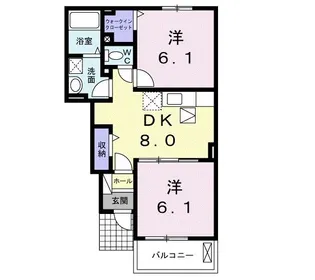 カルム トロワ K II【1階】の間取り