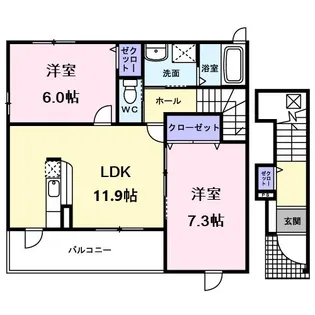 ガーデンハウス花園【2階】の間取り
