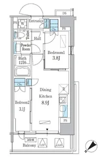パークアクシス品川南大井パークフロント【3階】の間取り
