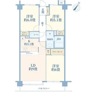 コスモつきみ野【2階】の間取り