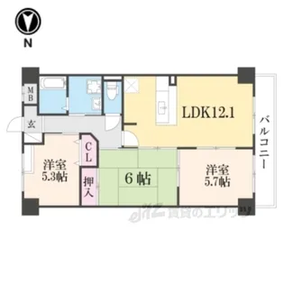 ヴェルデュール石切【4階】の間取り