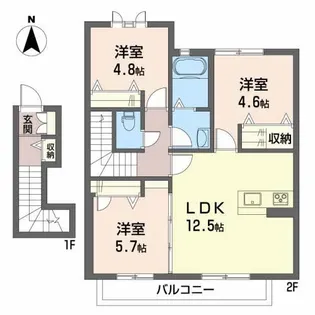 シャーメゾン ラ・フレーズ【2階】の間取り