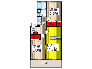 ディアゴナール【1階】の間取り