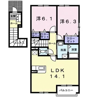 イル フィオーレB【2階】の間取り