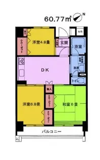 越中島三丁目ハイツ1号棟【5階】の間取り