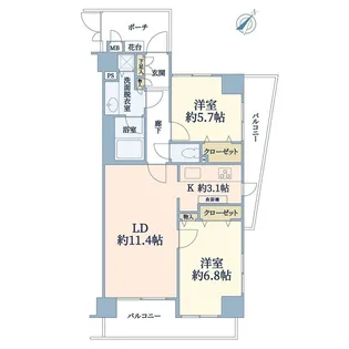アルファホームズ新神楽坂アスティオン【9階】の間取り