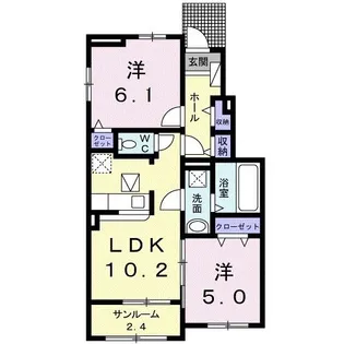 ル ガゾン サンハル【1階】の間取り