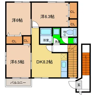 リヴィエールA・B・C【2階】の間取り