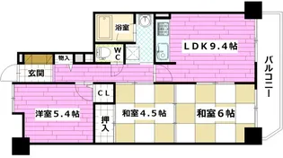 藤和ハイタウン矢野【9階】の間取り