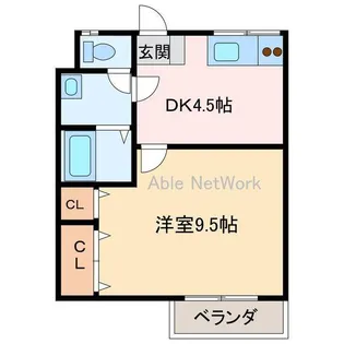 1DKの間取り画像