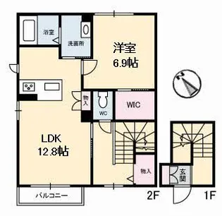 ルミナスキタヤマII【2階】の間取り