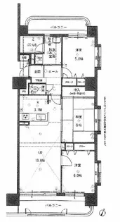 チュリス帯山東【13階】の間取り