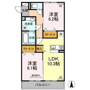 ポルトメルベーユA【3階】の間取り